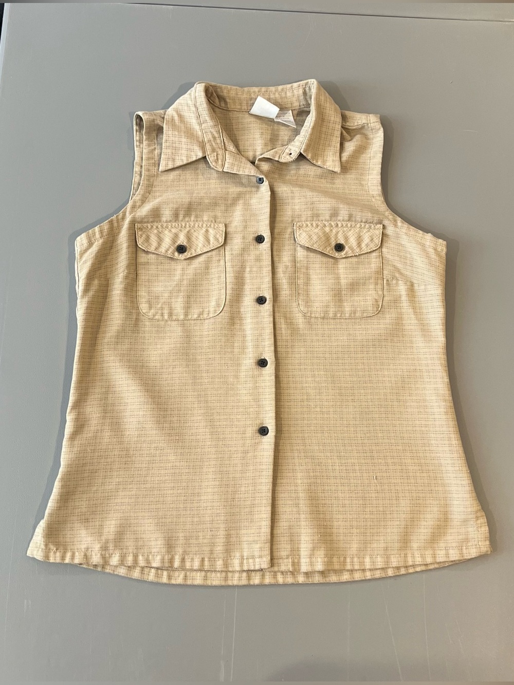The North Face Beige Sleeveless Button-Up Utility Shirt